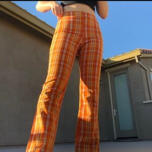 Guess Originals Orange Plaid Flare Pants